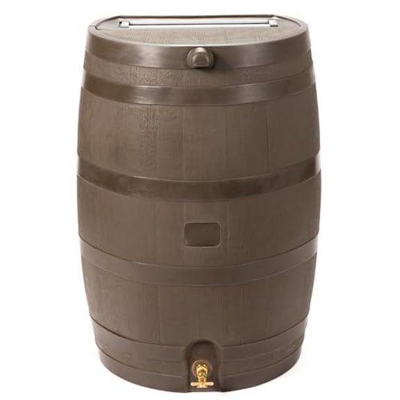 50 gallon rain barrel walnut