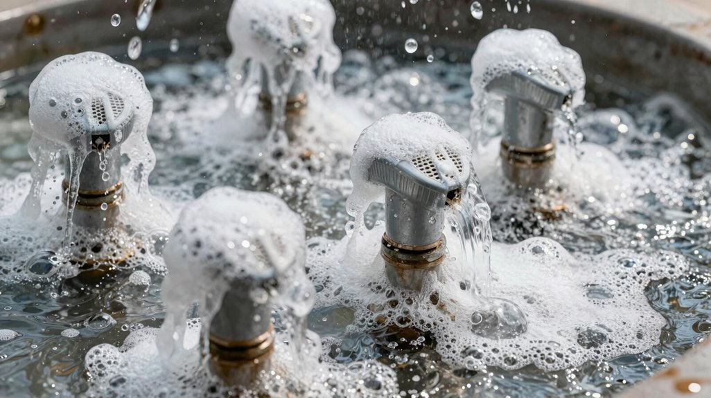 aerated nozzles form luminous foam pillars