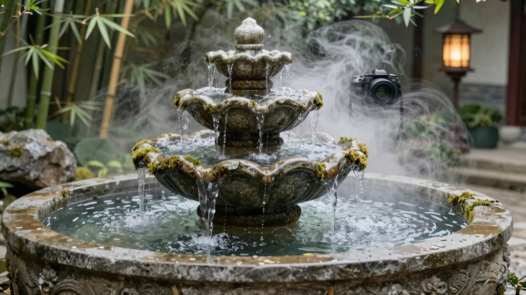 asian inspired cascading meditation fountain
