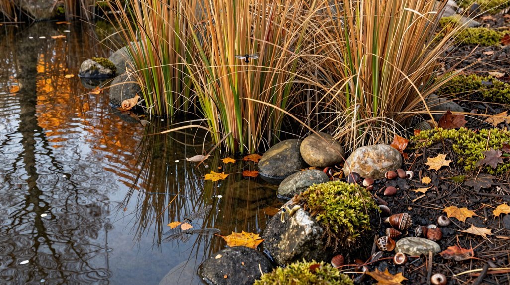 autumn pond edging thoughtfully wildlife friendly