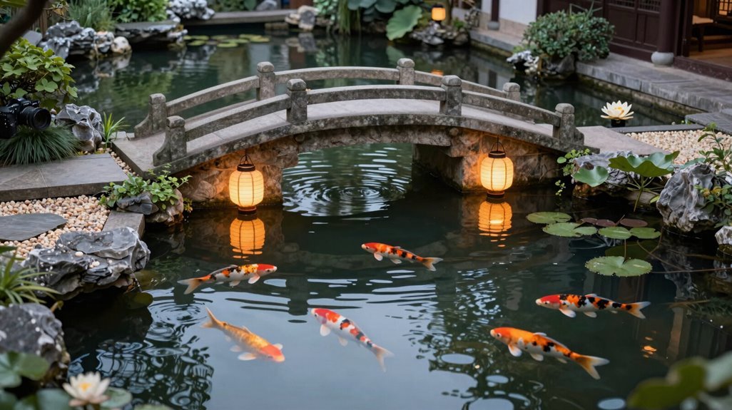 5 Koi Carp Pond Ideas for Your Backyard 5 bridge lanterns koi serene watergarden