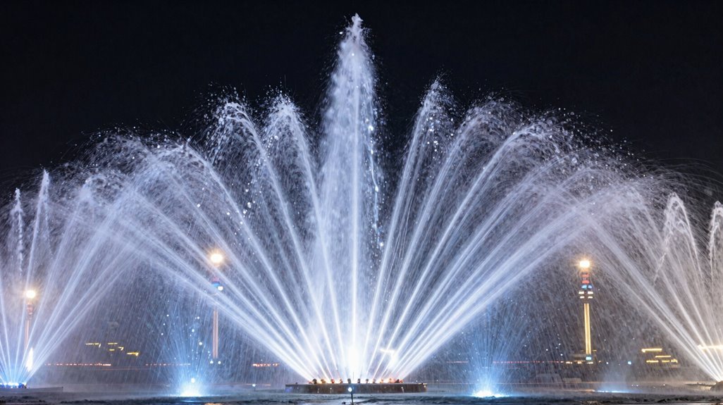 column jets create architectural water bursts