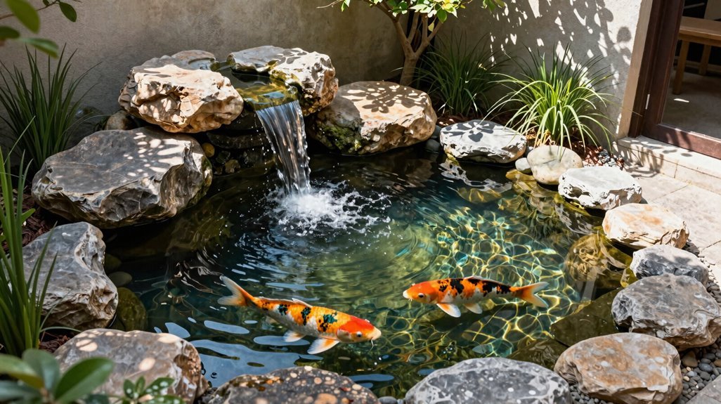 compact mossy waterfall oxygenates pond