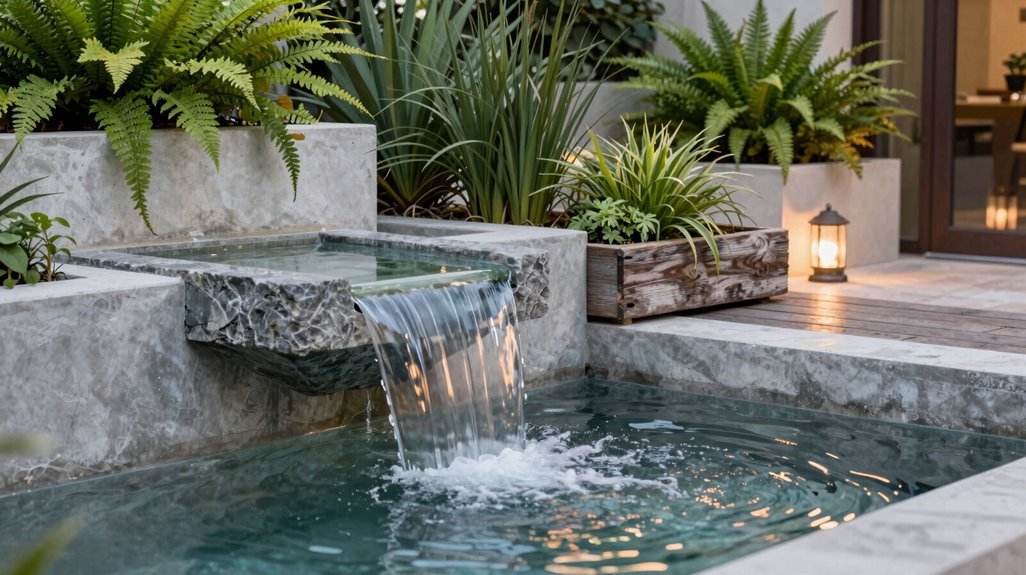 cube fountain with built in planters
