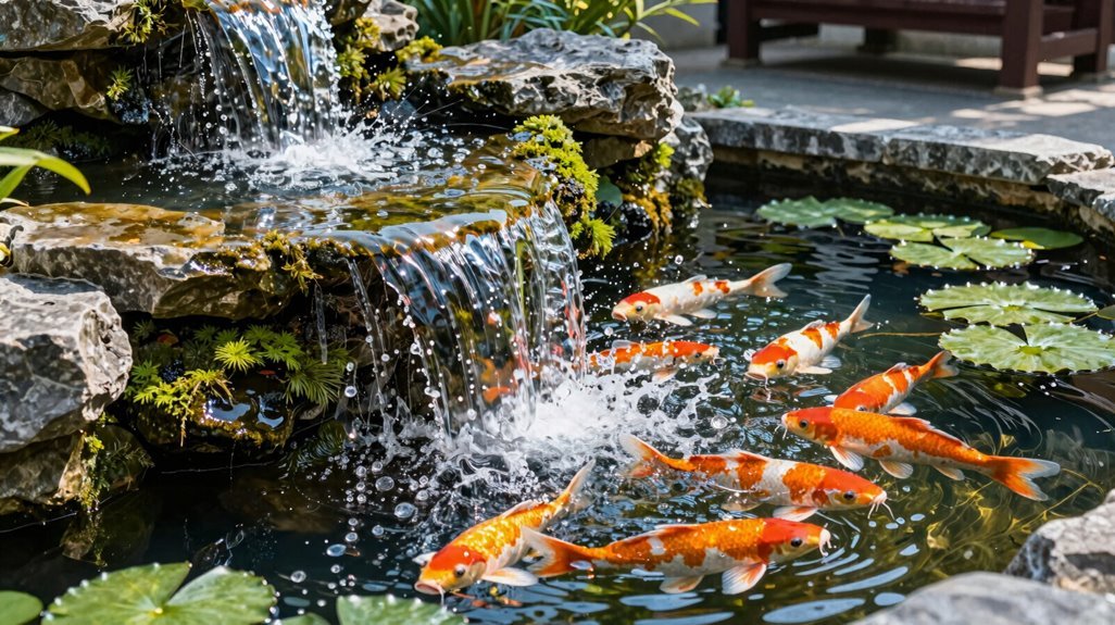 filling pond cascades koi ready
