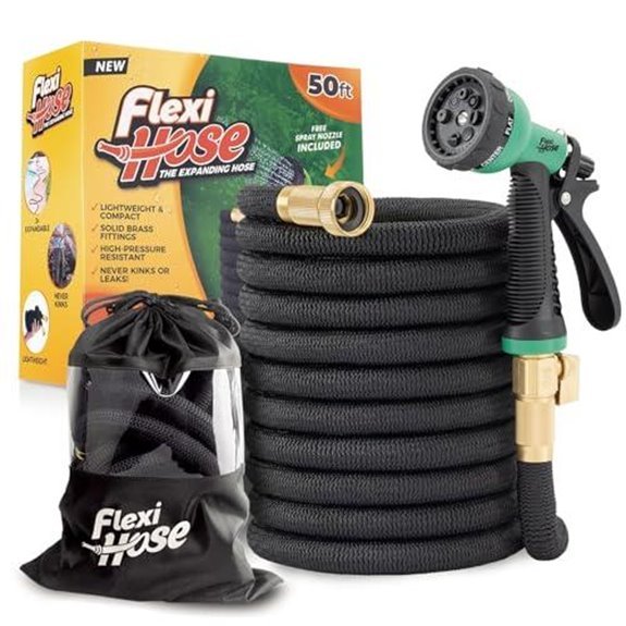 flexible expandable garden hose with nozzle