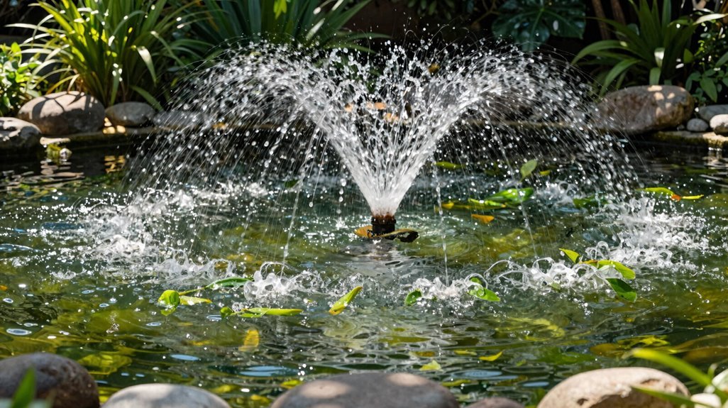 fountain boosts pond aeration algae control