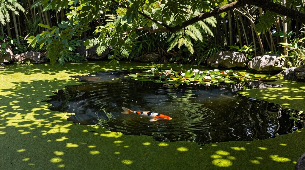 four words shade trees serene pond ecosystem