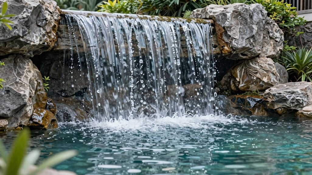 glass like curtain waterfall feature setup