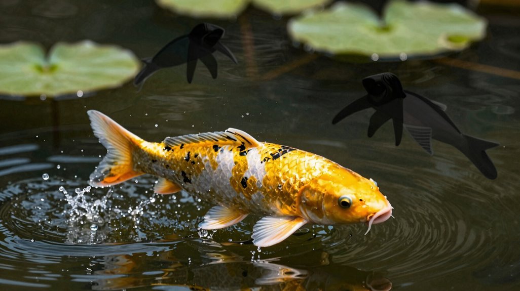 koi spring predators trigger jumps