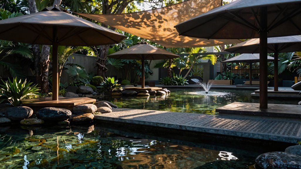 layered shade for cooler pond health