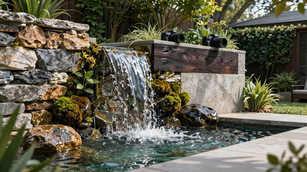 Retaining Wall Waterfall Ideas: 7 Designs for Your Backyard 5 mixed material cost efficient waterfall wall