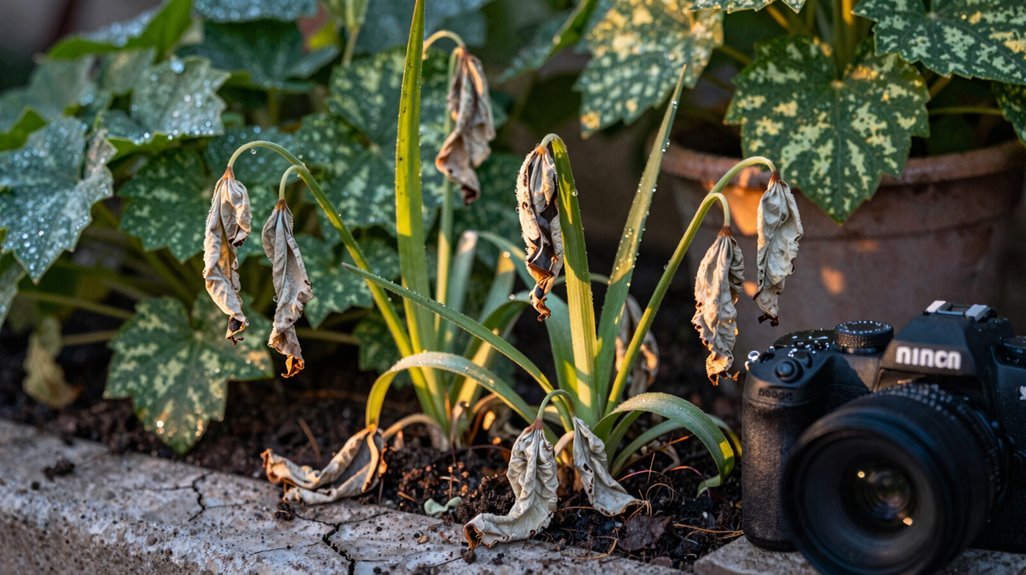morning wilting signals water stress under cool dawn