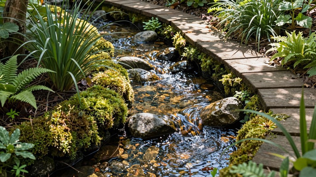 narrow stream border greenery