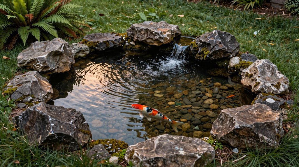 natural irregular pond edging with groundcovers