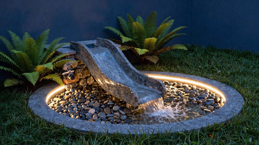nighttime fountain lighting fosters ambiance and safety