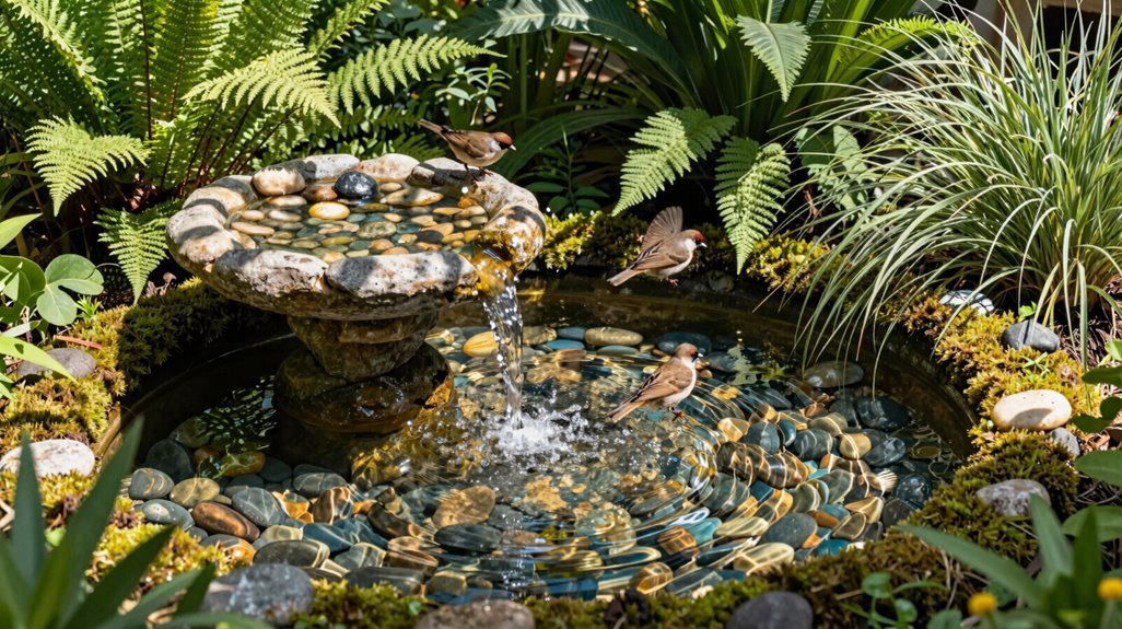 pebble basins wildlife friendly fountain cues