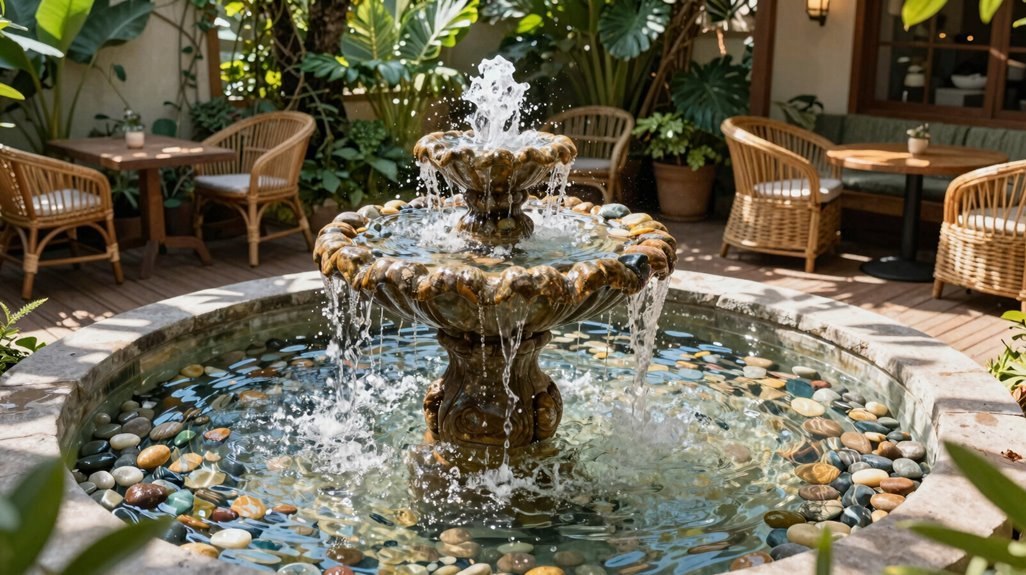 playful fountains with frog accents