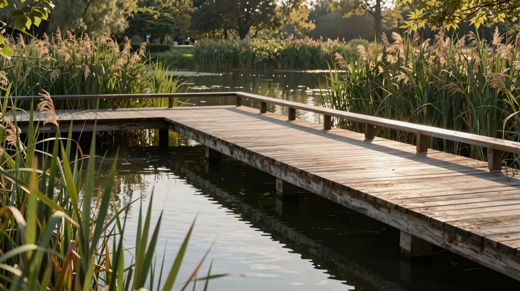 pond deck with floating platform