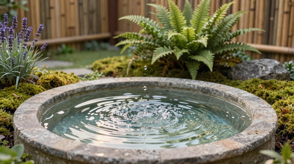 round basin fountain quiet corner