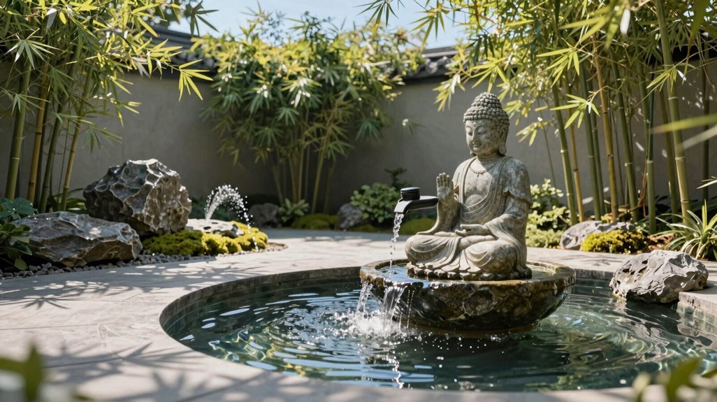 5 Yard Fountain Ideas for a Tranquil Backyard 5 small buddha head fountain meditation centerpiece