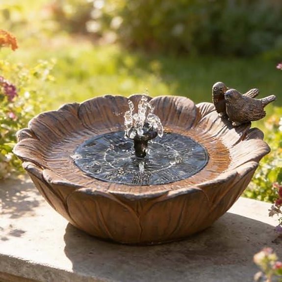 15 Best Solar Powered Garden Water Features for 2026 5 solar powered sunflower bird bath fountain with three nozzles