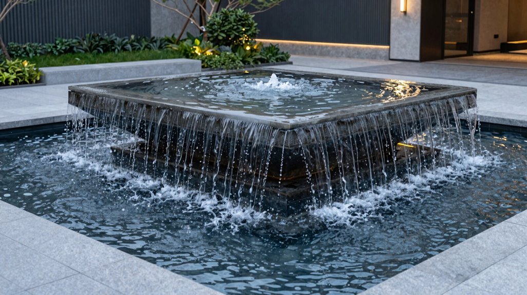 square copper four sided water cascade