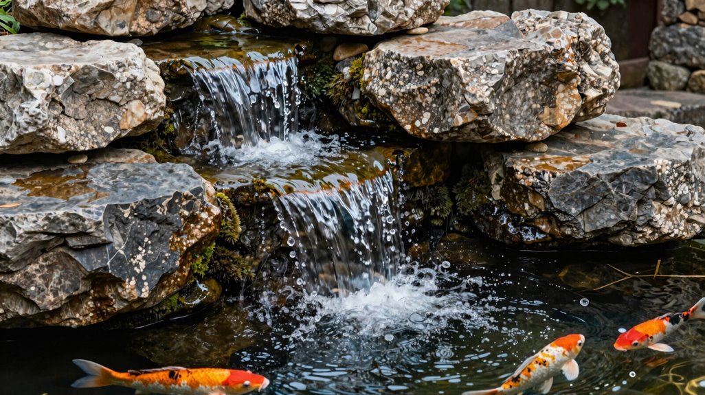 stacked stone waterfall construction sequence