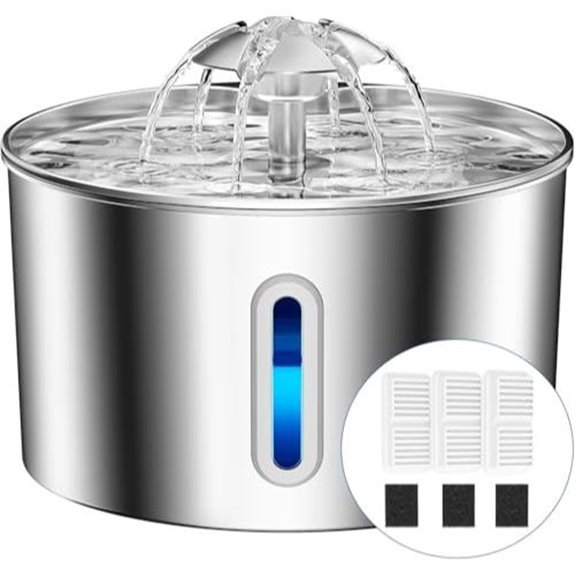 stainless steel pet fountain 74oz waterer capacity