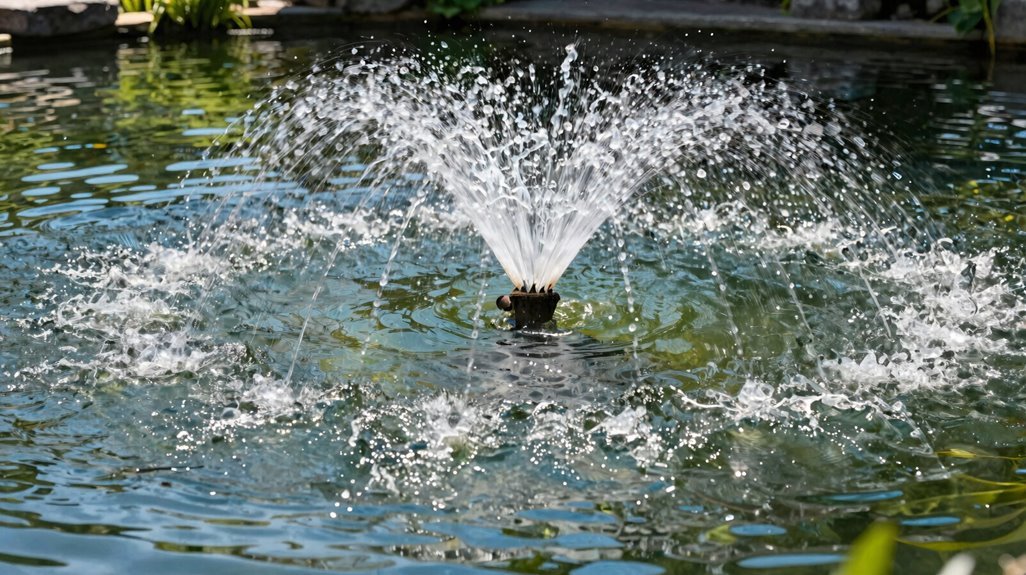 stone pillar fountain oxygenates pond dynamics