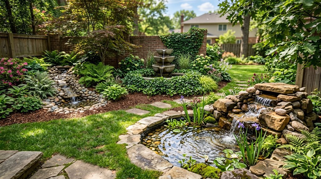three small yard waterfall pond ideas