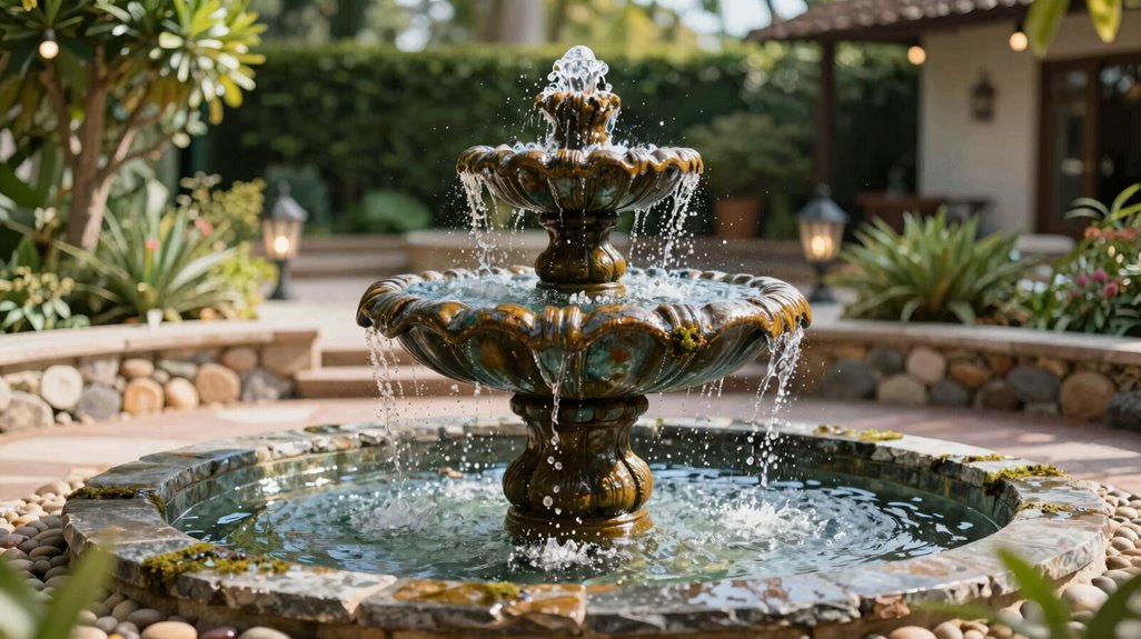 tiered fountain elevates patio ambiance