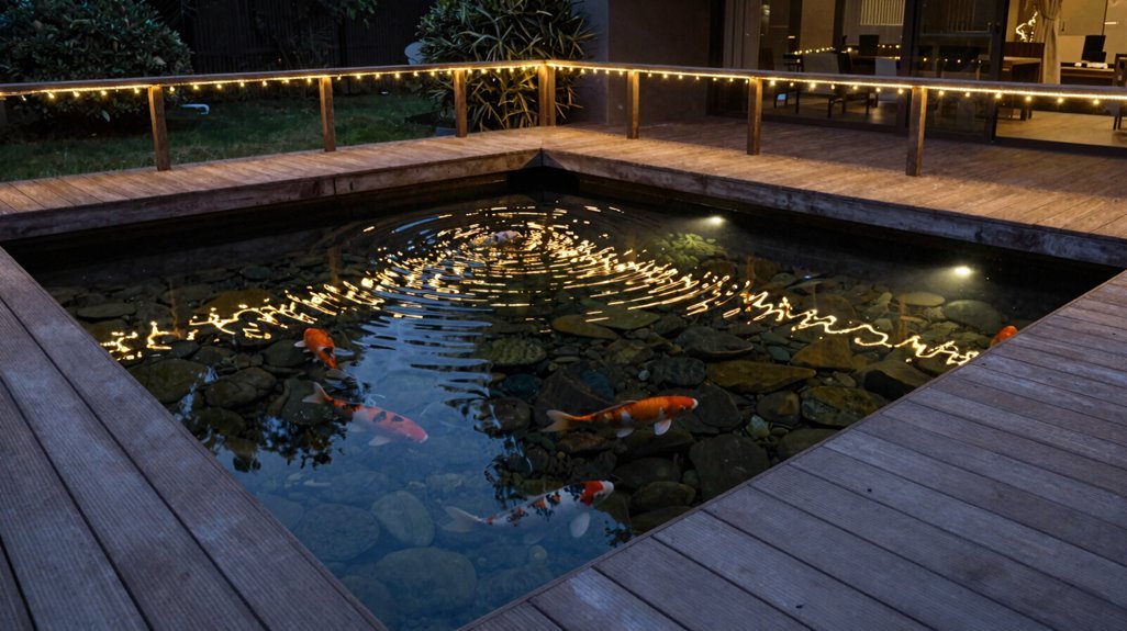 underwater leds illuminate night pond