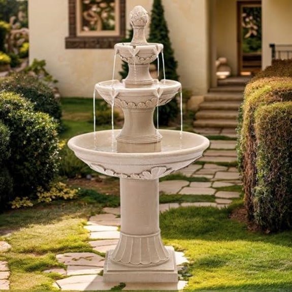 usserenay 3 tier fountain outdoor beige