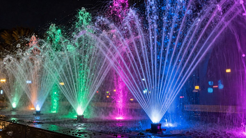 water screen projection with programmable rain curtains