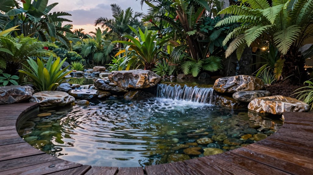 waterfall emulates calming cedar water circulation
