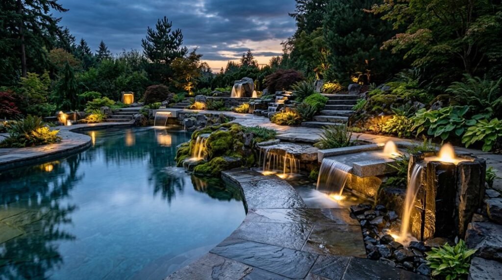 waterfall fountain ideas for outdoors