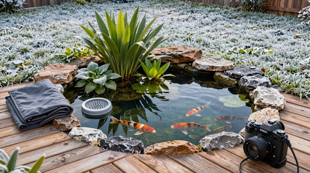winterizing hexagon tiled pond indoors
