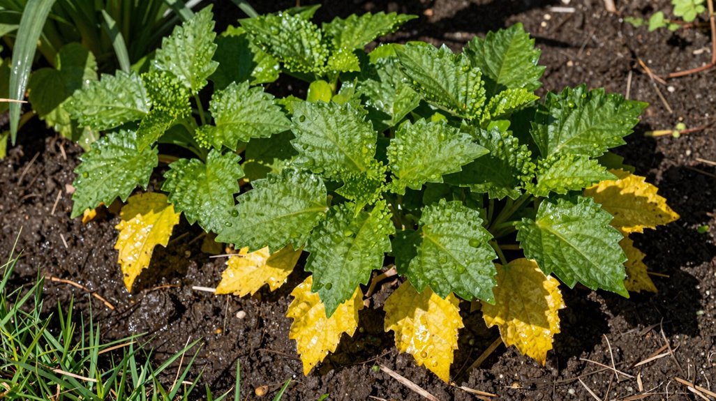 yellow leaves damp soil waterlogged roots